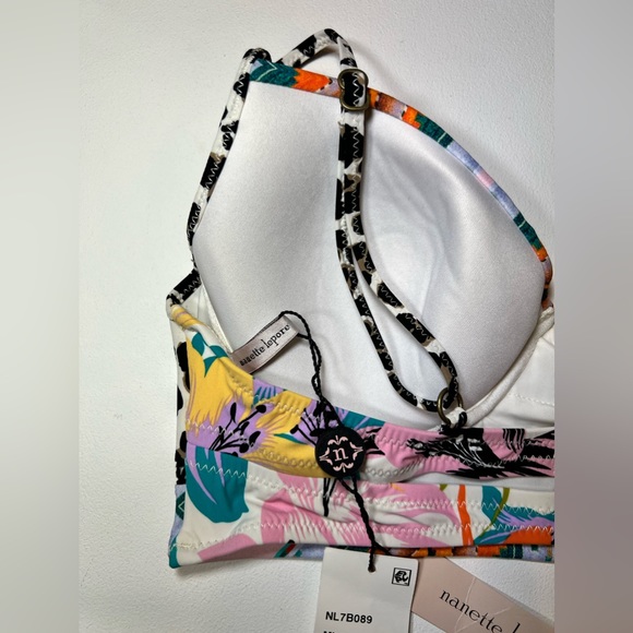 🆕 NWT Nanette Lepore Bikini Top Swimsuit Leopard Cheetah Animal Print Floral M - Picture 11 of 14